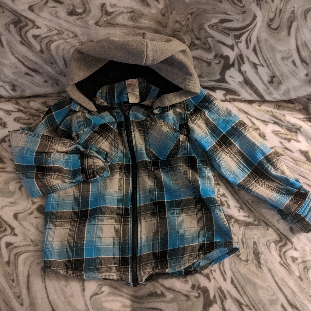 boys zipper flannel with hood